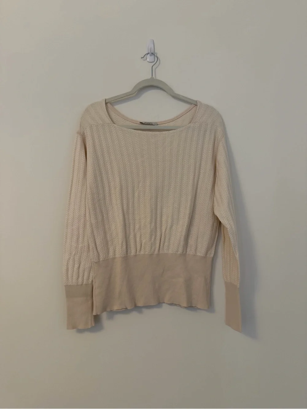MM Lafleur Cotton Knit Boatneck sweater beige neutral minimal classic business L - Picture 2 of 10